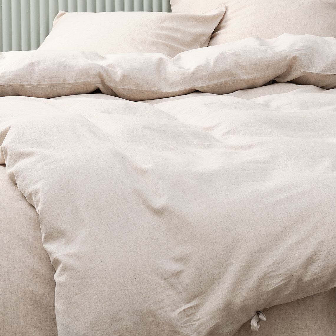 Linge de lit en lin, idéal pour rester plus frais pendant la nuit Linge de lit beige fabriqué à partir d’un mélange de coton et de lit