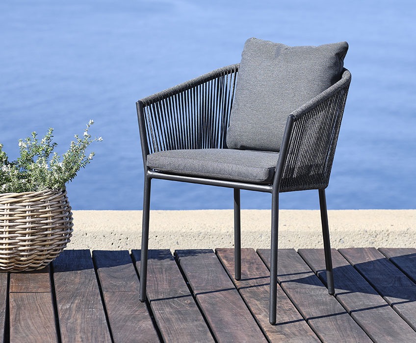 Chaise empilable BRAVA Chaise empilable grise avec coussins à séchage rapide