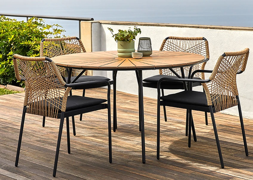 Table de jardin RANGSTRUP et chaises de jardin FASTRUP Table de jardin ronde avec quatre chaises de jardin
